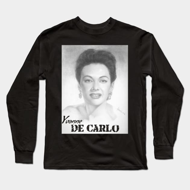 Yvonne De Carlo Long Sleeve T-Shirt by jkarenart